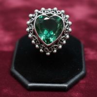 Anillo Plata Ley Corazón Zirconia Vintage Detalles Intrincados